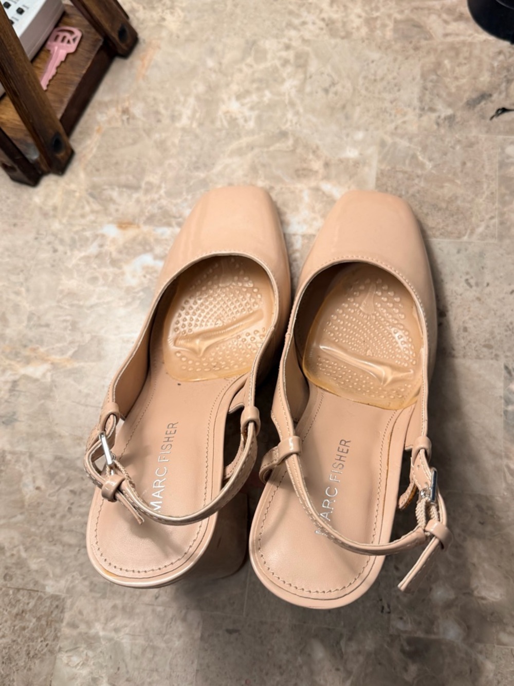 Marc Fisher Blush Beige Slingback Mules